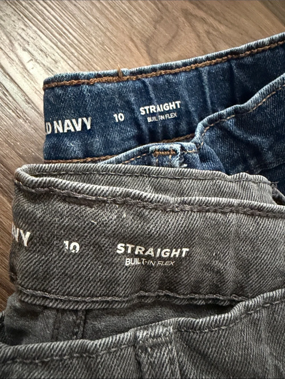 Two Old Navy Boy’s Slim Straight Jeans in Gray and Blue Size 10